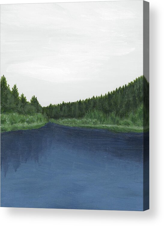 Navy Blue Acrylic Print featuring the painting Deschutes River Bend II by Rachel Elise