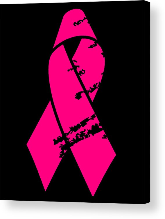 Funny Acrylic Print featuring the digital art Distressed Pink Ribbon by Flippin Sweet Gear