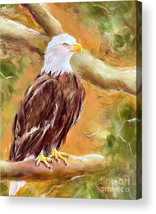 Eagle Acrylic Print featuring the painting Dont Tread by Kathy Lynn Goldbach
