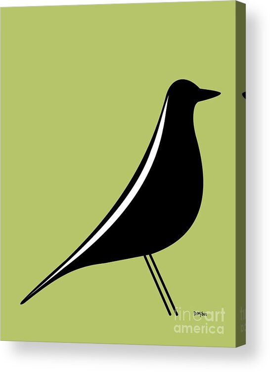 Mid Century Modern Acrylic Print featuring the digital art Eames House Bird on Green by Donna Mibus
