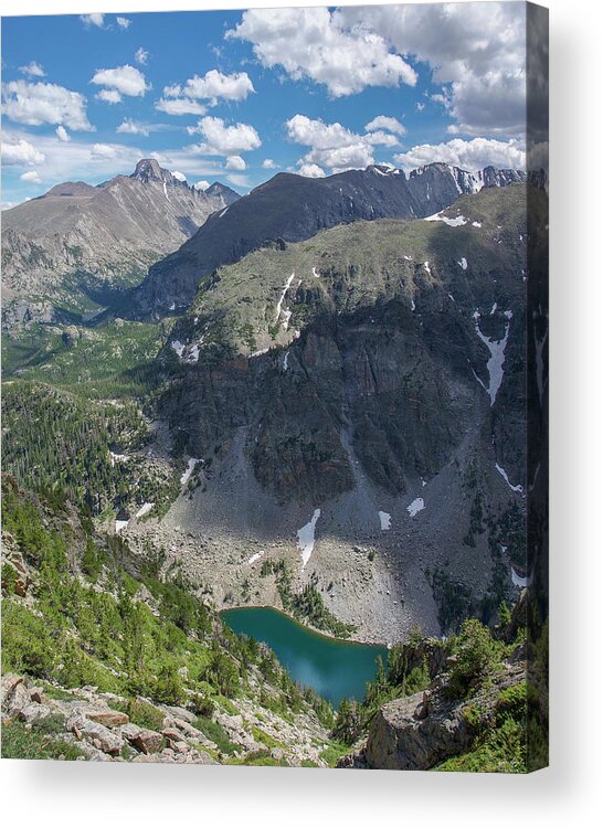 Longs Peak Acrylic Print featuring the photograph Emerald Lake and Longs Peak by Aaron Spong