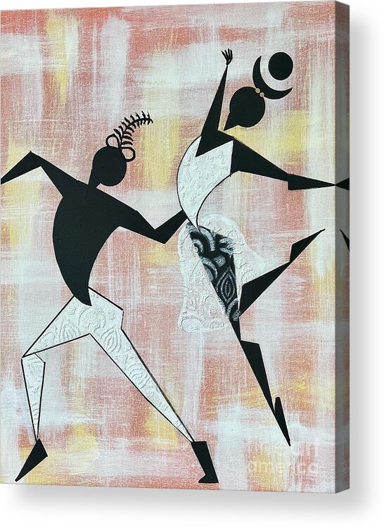 Black Dancers Acrylic Print featuring the painting Endurance and Harmony by D Powell-Smith
