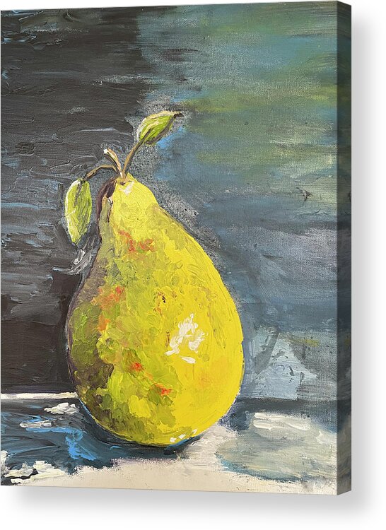 Pear Acrylic Print featuring the mixed media French Pear by Linda Bailey