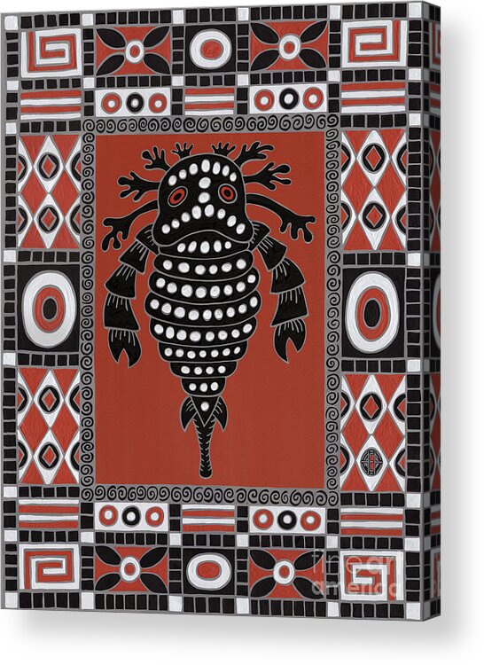 Sea Creature Acrylic Print featuring the painting Eurypterid. Geometric Pattern by Amy E Fraser