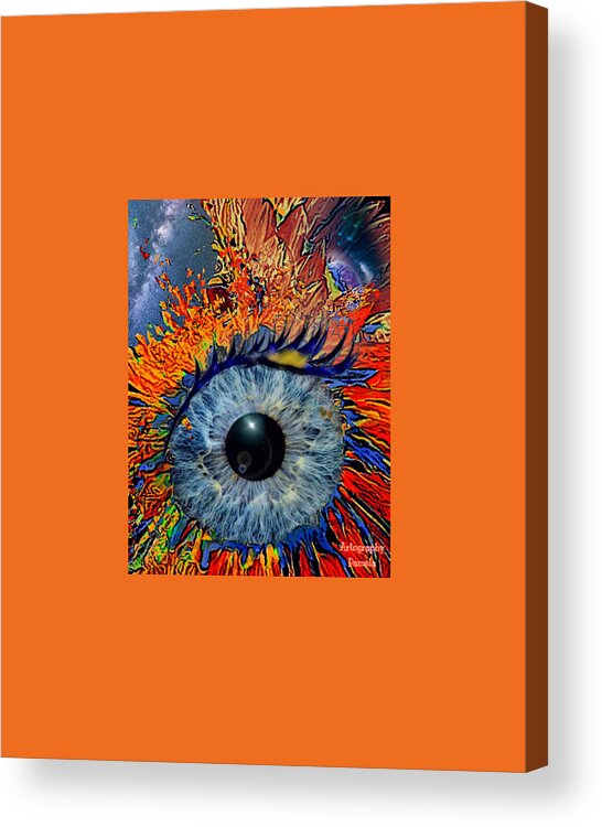 Surreal Sunflowers Acrylic Print featuring the digital art Eye See Milky Way Sunflowers by Pamela Smale Williams