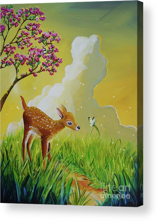 Bambi Acrylic Print featuring the painting First Days by Cindy Thornton