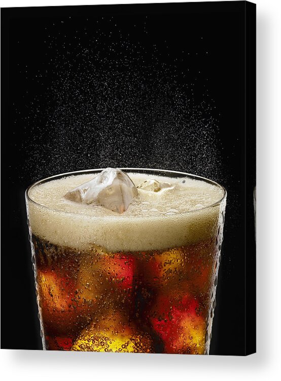 Black Background Acrylic Print featuring the photograph Fizzy glass of cola by Jack Andersen