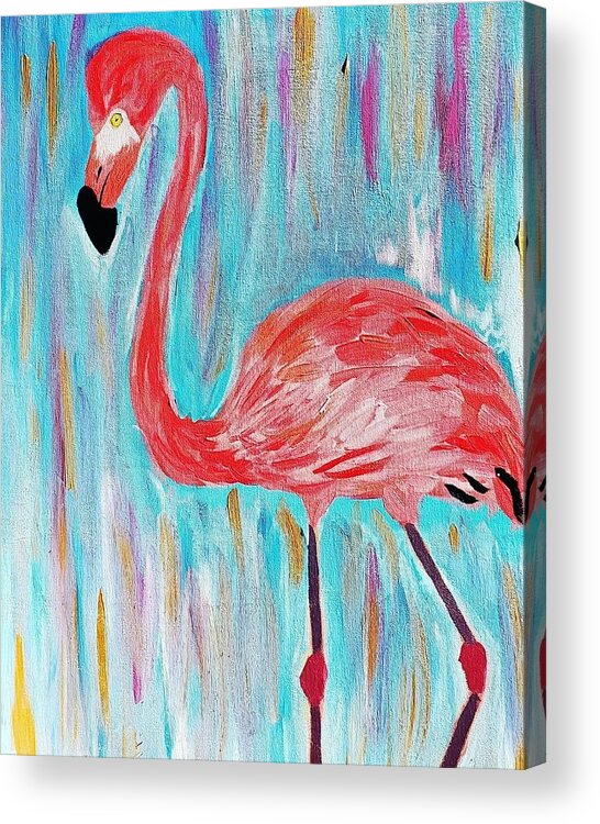Bird Acrylic Print featuring the painting Flamingo by Amy Kuenzie