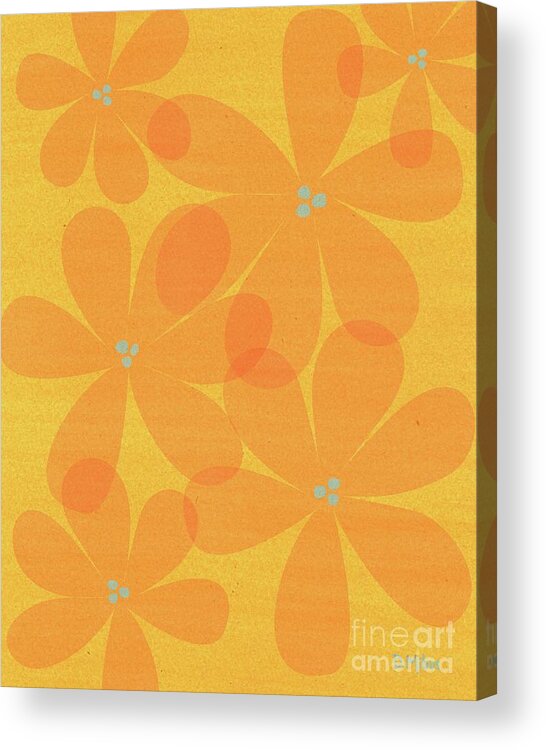 Mixed Media Acrylic Print featuring the mixed media Floral Abstract in Yellow Orange by Donna Mibus