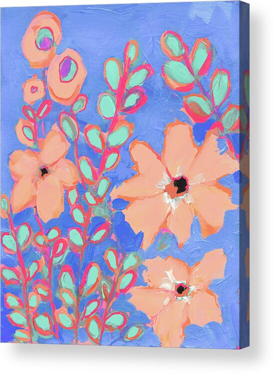 Flowers And Foliage Acrylic Print featuring the painting Flowers and Foliage - Abstract flowers Acrylic painting by Patricia Awapara