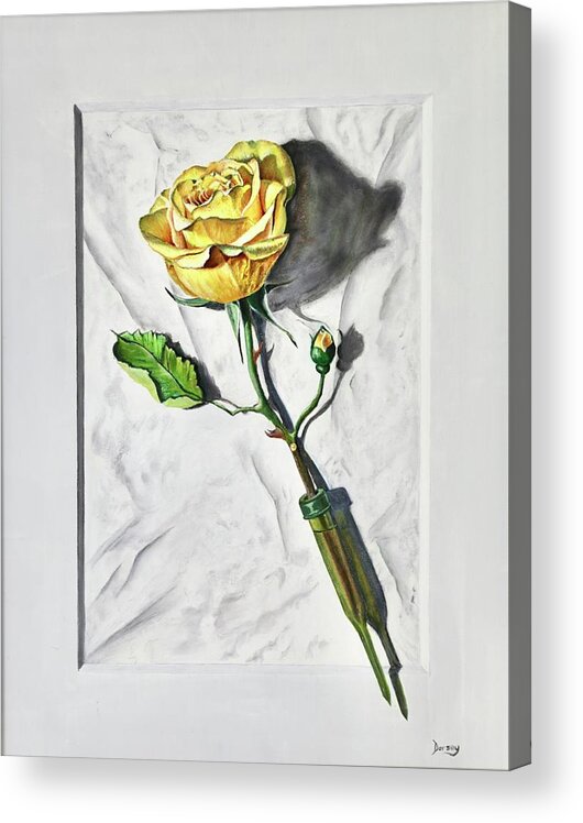  Yellow Rose Acrylic Print featuring the painting Follow the Shadows by Dorsey Northrup