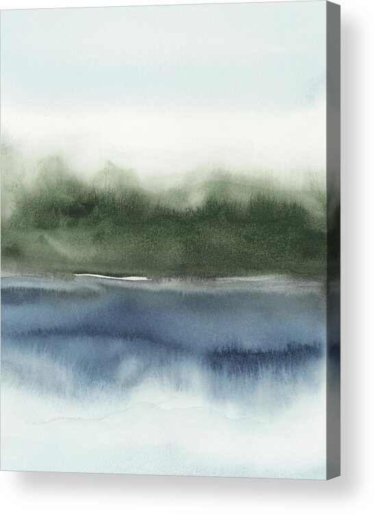 Navy Acrylic Print featuring the painting Forest Reflection II by Rachel Elise