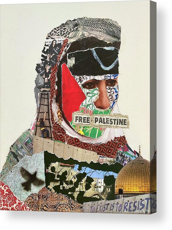 Palestine Acrylic Print featuring the mixed media Free Palestine by Citizen Raja