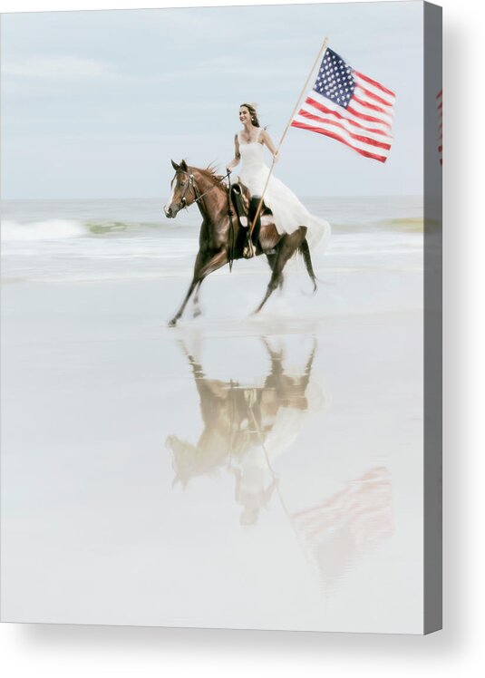 Flag Acrylic Print featuring the photograph Freedom Run by M Kathleen Warren