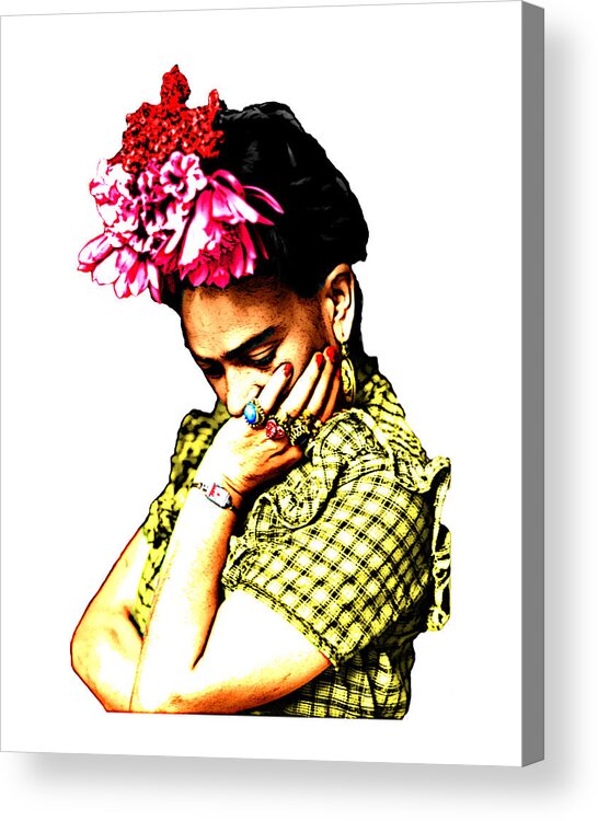 Frida Kahlo Acrylic Print featuring the digital art Frida Kahlo portrait by Madame Memento