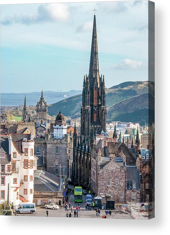 Castle Of Edinburgh Acrylic Print featuring the digital art From the Castle of Edinburgh, Scotland by SnapHappy Photos