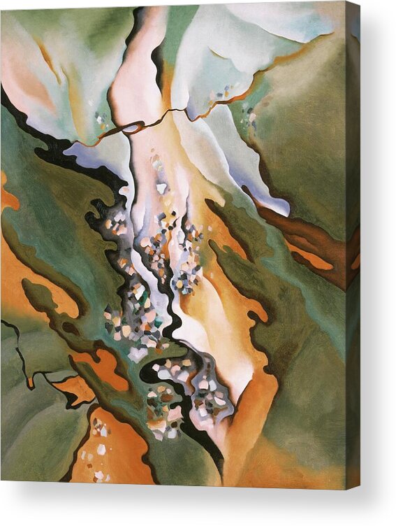 Georgia O'keeffe Acrylic Print featuring the painting From the Lake No 3 - Abstract modernist landscape painting by Georgia O'Keeffe