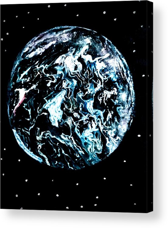 Frozen Acrylic Print featuring the painting Frozen planet by Anna Adams