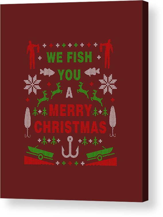 Funny Bass Fishing Ugly Sweater Party for Christmas present Acrylic Print  by Jabezv Ellie - Fine Art America