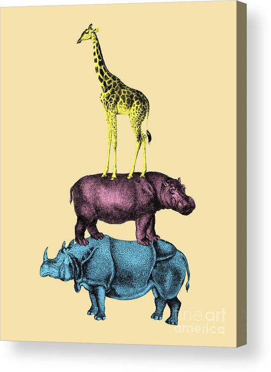 Animal Acrylic Print featuring the digital art Funny Safari Animals by Madame Memento