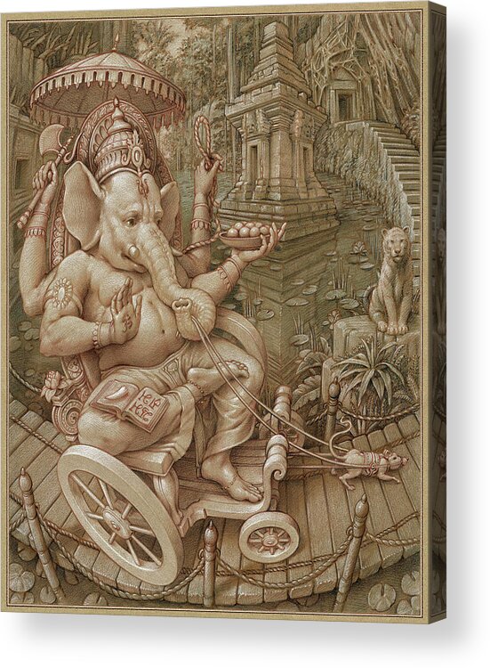 Ganesha Acrylic Print featuring the pastel Ganesha by Kurt Wenner