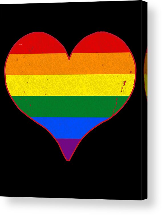 Funny Acrylic Print featuring the digital art Gay Pride Love Heart by Flippin Sweet Gear
