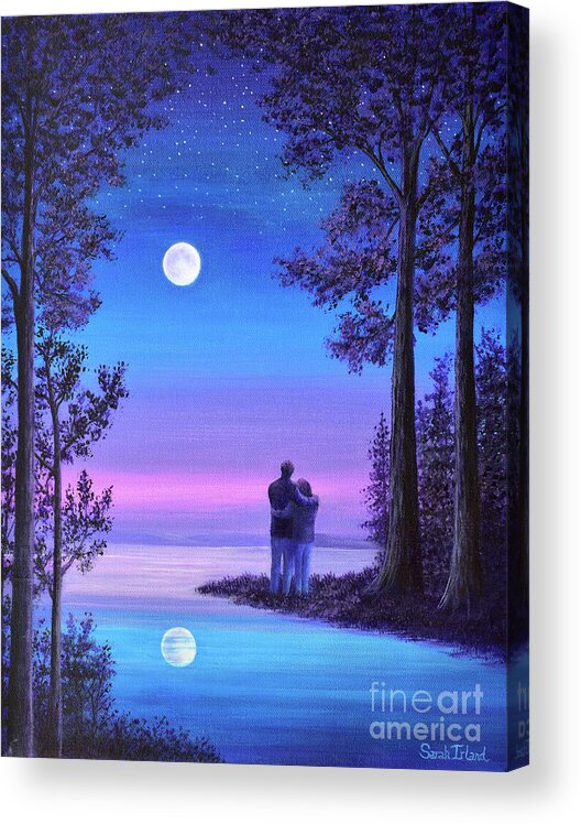 Gazing Acrylic Print featuring the painting Gazing at the Moon by Sarah Irland