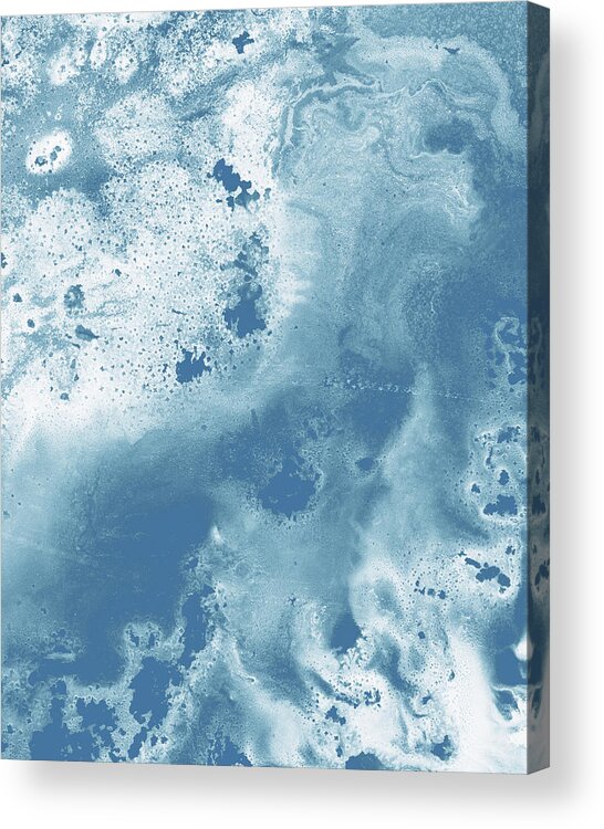 Beach Art Acrylic Print featuring the painting Gem Of The Sea Salty Blue Waves Of Crystals Watercolor Beach Art Decor XVII by Irina Sztukowski