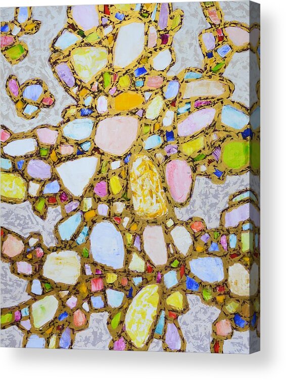 Stones Acrylic Print featuring the painting Gems in Gold 2. by Iryna Kastsova