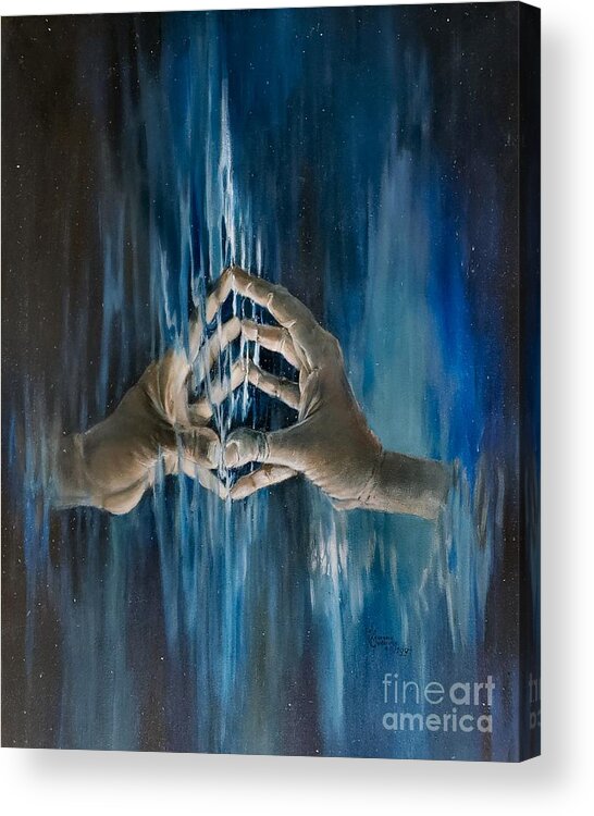 Genesis Acrylic Print featuring the painting Genesis, Second Day by Merana Cadorette