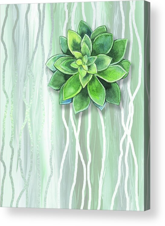 Succulent Acrylic Print featuring the painting Gorgeous Watercolor Succulent Plant Art Green And Fresh by Irina Sztukowski