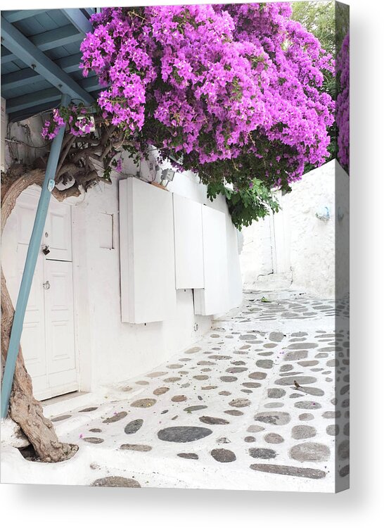 Greece Acrylic Print featuring the photograph Greece Flowers Two by Lupen Grainne