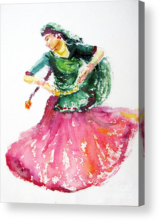 Gypsy Acrylic Print featuring the painting Gypsy dancer by Asha Sudhaker Shenoy