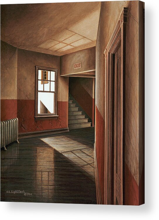 Interior Detail Acrylic Print featuring the painting Hallway, Truman Memorial Building, Independence, MO by George Lightfoot