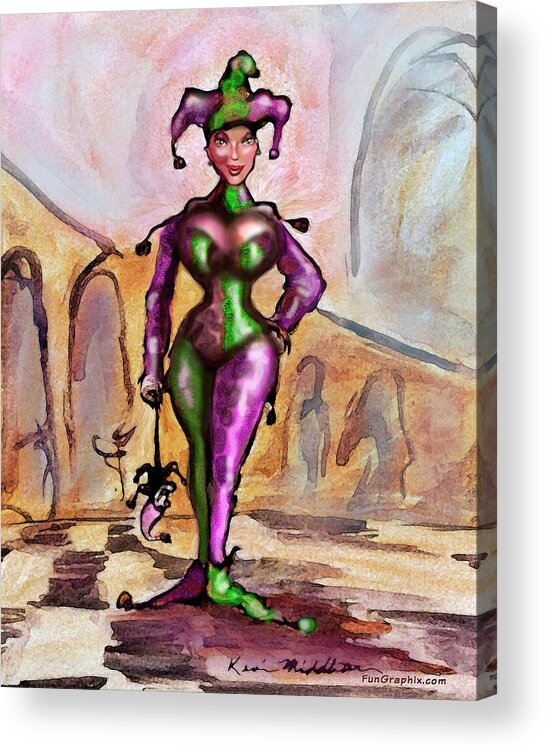 Jester Acrylic Print featuring the painting Harlequin by Kevin Middleton