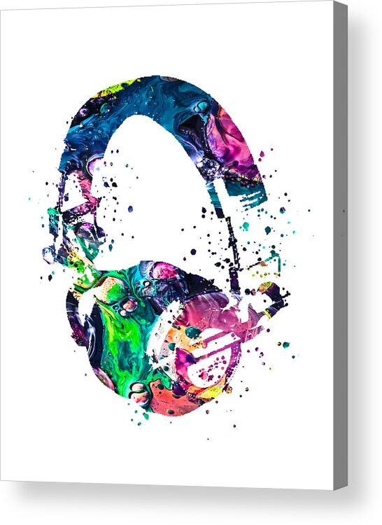 Headphones Acrylic Print featuring the painting Headphones by Zuzi 's