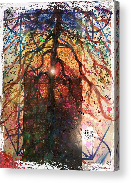 Reiki Acrylic Print featuring the mixed media Healing Tree by Christine Paris