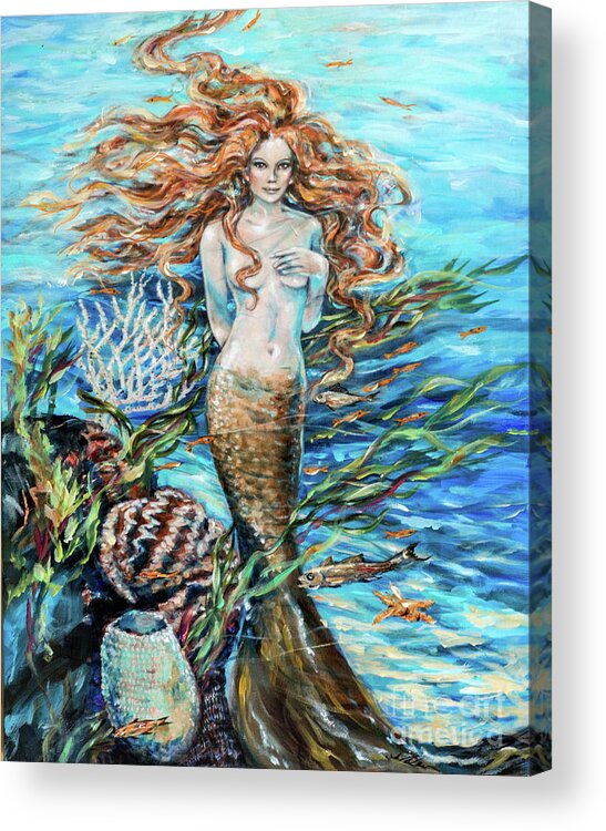 Mermaid Acrylic Print featuring the painting Highland Mermaid by Linda Olsen