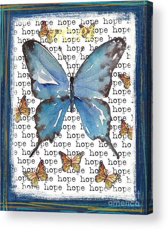 Butterfly Acrylic Print featuring the painting Hope butterfly by Liana Yarckin