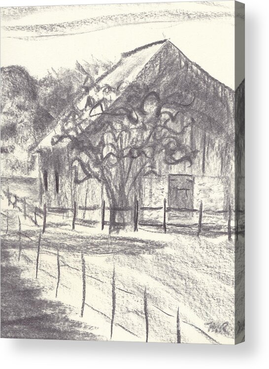 Maryland Acrylic Print featuring the drawing Stable on Whitehall Road by Mike Robinson