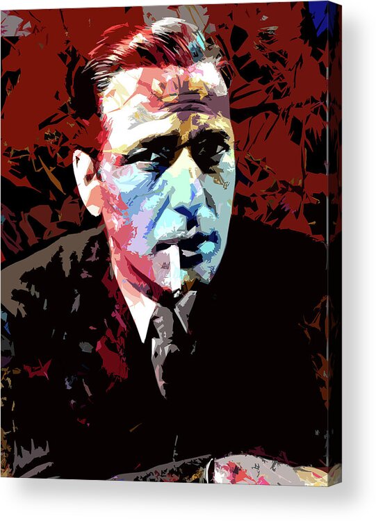 Humphrey Bogart Acrylic Print featuring the digital art Humphrey Bogart psychedelic portrait by Movie World Posters