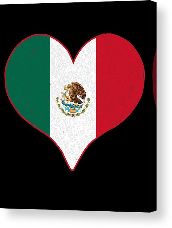 Funny Acrylic Print featuring the digital art I Heart Mexico Flag by Flippin Sweet Gear