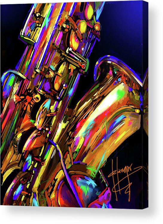 Saxophone Acrylic Print featuring the painting I Love My Saxophone by DC Langer