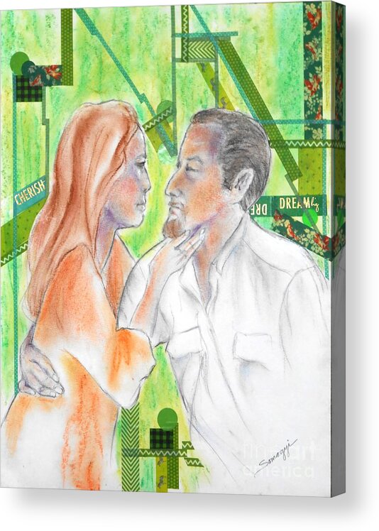 Romantic Couple Acrylic Print featuring the mixed media Intertwined by Jayne Somogy