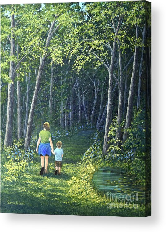 Into Acrylic Print featuring the painting Into the Woods by Sarah Irland