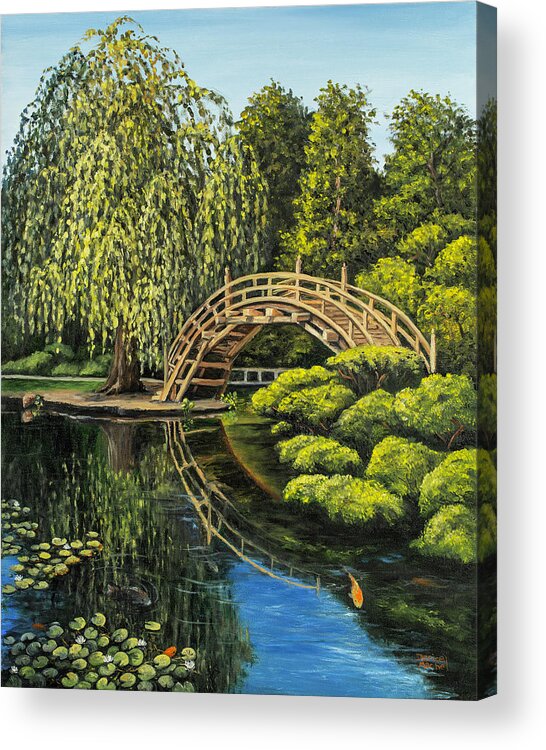 Landscape Acrylic Print featuring the painting Japanese Garden by Darice Machel McGuire