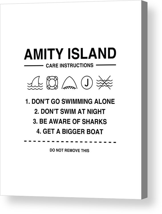 Shark Acrylic Print featuring the digital art Jaws Amity Island Beach Instructions by Tinh Tran Le Thanh