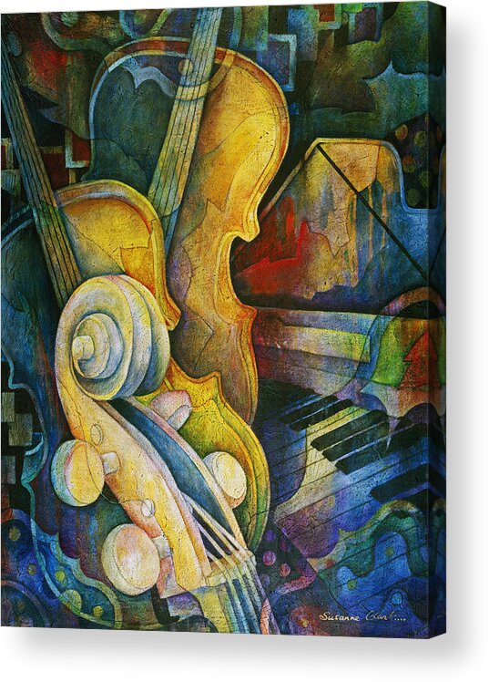 Susanne Clark Acrylic Print featuring the painting Jazzy Cello by Susanne Clark