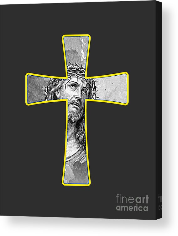 Jesus Acrylic Print featuring the digital art Jesus Cross by Walter Herrit