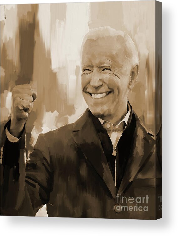 Joe Biden Acrylic Print featuring the painting Joe American new president by Gull G